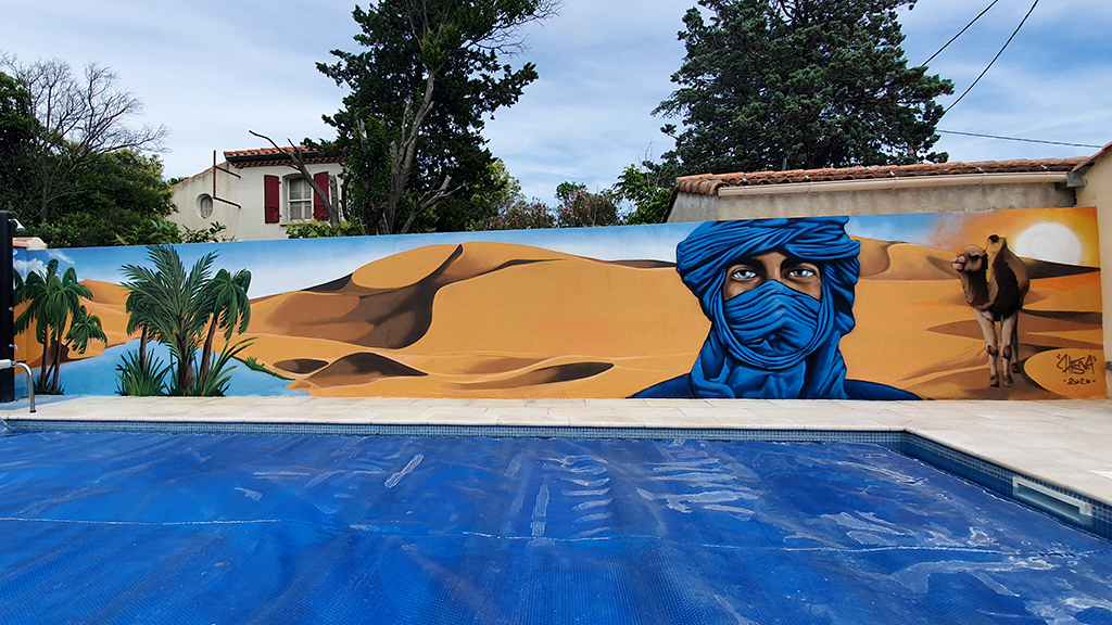 Fresque sur le thème du Sahara