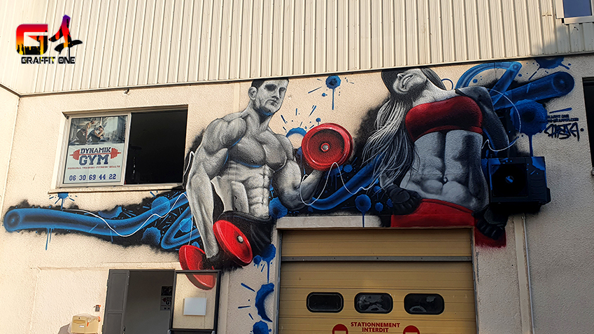 deocration facade peinture dynamik gym grau du roi