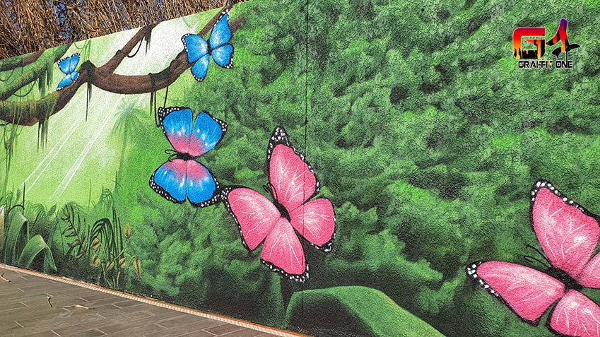 fresque murale camping